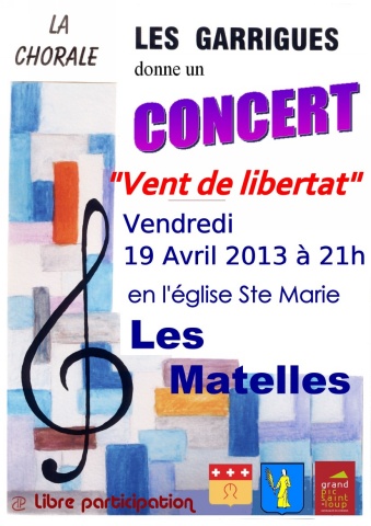 Concert aux Matelles Le Vendredi 19 Avril 2013